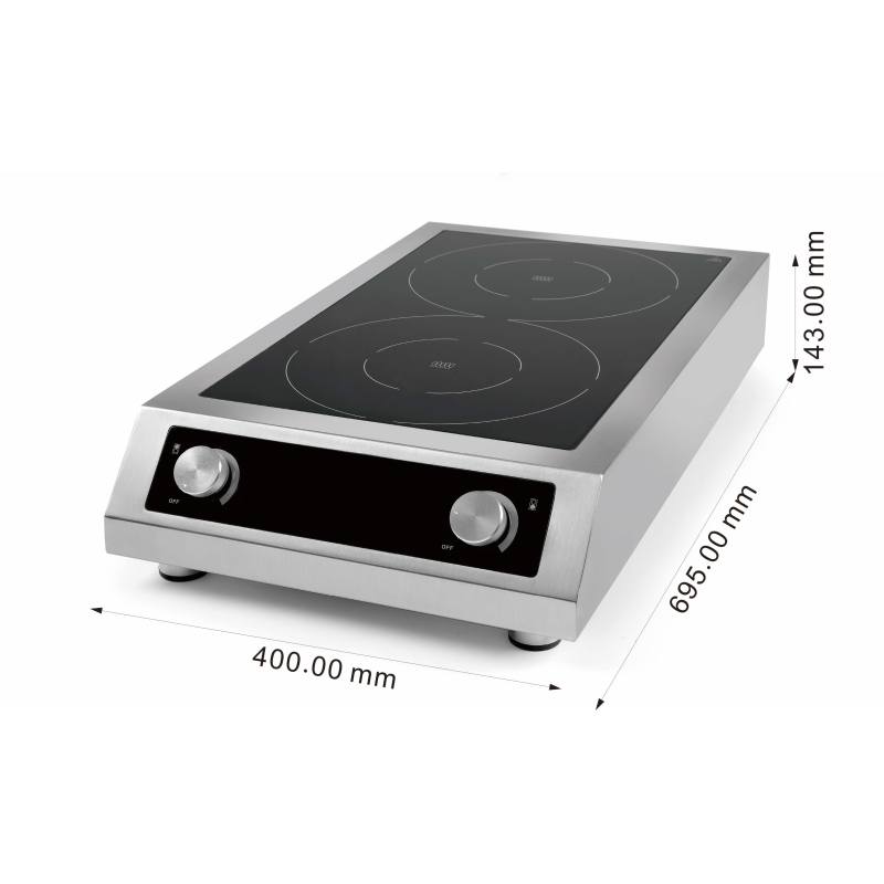Inductie kookplaat tafelmodel 2 zones alleen geschikt voor inductiepannen - Combisteel - 7505.0075