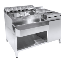 Cocktails bar station incl. &eacute;vier, lave-verres, bacs gn, speedrail porte-bouteilles - Combisteel - 7083.0035