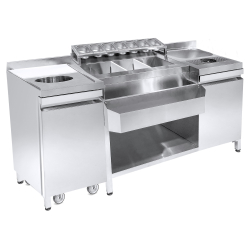 Cocktails bar station incl. &eacute;vier, lave-verres, bacs gn, speedrail porte-bouteilles, planche &agrave; d&eacute;couper - Combisteel - 7083.0040