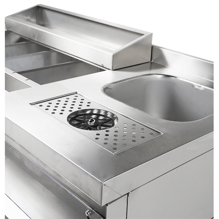 Cocktails bar station r&eacute;frig&eacute;r&eacute;e incl. &eacute;vier, lave-verres, speedrail porte-bouteilles, planche &agrave; d&eacute;coup - Combisteel - 7083.0050