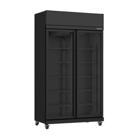 R&eacute;frig&eacute;rateur 2 portes en verre noir irm-770r bl - Combisteel - 7455.3150
