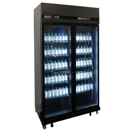 R&eacute;frig&eacute;rateur 2 portes en verre noir irm-770r bl - Combisteel - 7455.3150