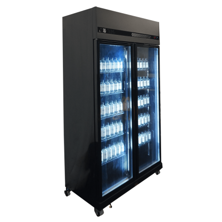 R&eacute;frig&eacute;rateur 2 portes en verre noir irm-770r bl - Combisteel - 7455.3150