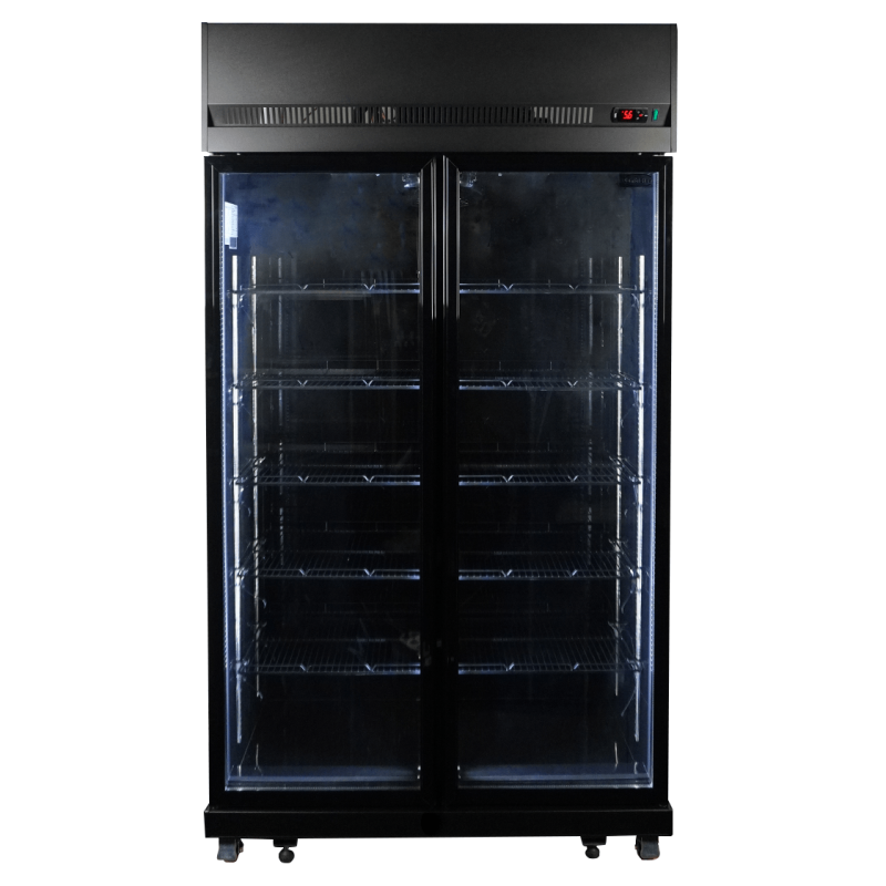 R&eacute;frig&eacute;rateur 2 portes en verre noir irm-770r bl - Combisteel - 7455.3150