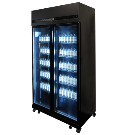 R&eacute;frig&eacute;rateur 2 portes en verre noir irm-770r bl - Combisteel - 7455.3150