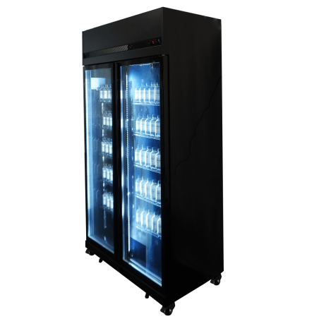 R&eacute;frig&eacute;rateur 2 portes en verre noir irm-770r bl - Combisteel - 7455.3150