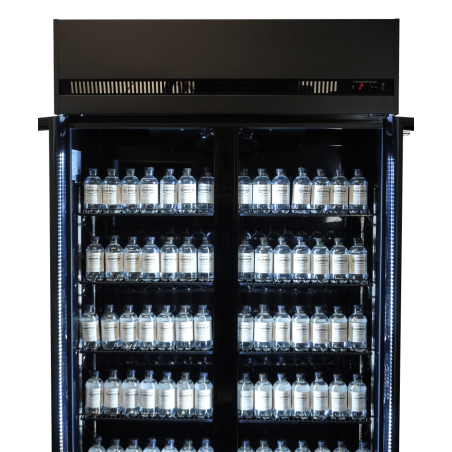 R&eacute;frig&eacute;rateur 2 portes en verre noir irm-770r bl - Combisteel - 7455.3150