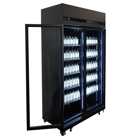 R&eacute;frig&eacute;rateur 2 portes en verre noir irm-770r bl - Combisteel - 7455.3150