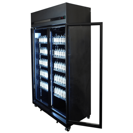 R&eacute;frig&eacute;rateur 2 portes en verre noir irm-770r bl - Combisteel - 7455.3150