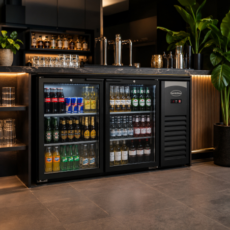 Bar r&eacute;frig&eacute;r&eacute;e 2 portes en verre noir - Combisteel - 7503.0005