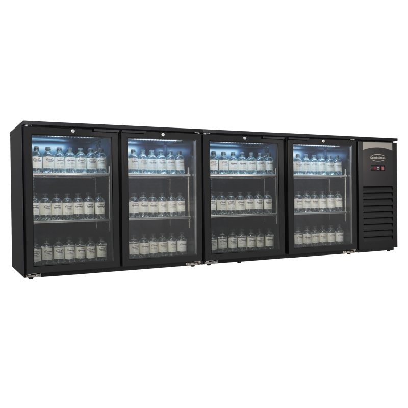 Bar r&eacute;frig&eacute;r&eacute;e 4 portes en verre noir - Combisteel - 7503.0015