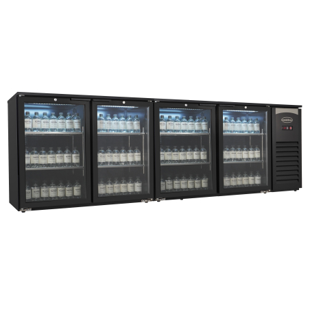 Bar r&eacute;frig&eacute;r&eacute;e 4 portes en verre noir - Combisteel - 7503.0015