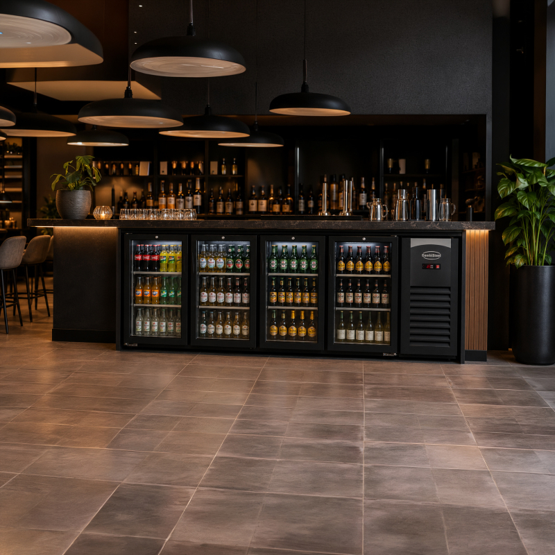 Bar r&eacute;frig&eacute;r&eacute;e 4 portes en verre noir - Combisteel - 7503.0015