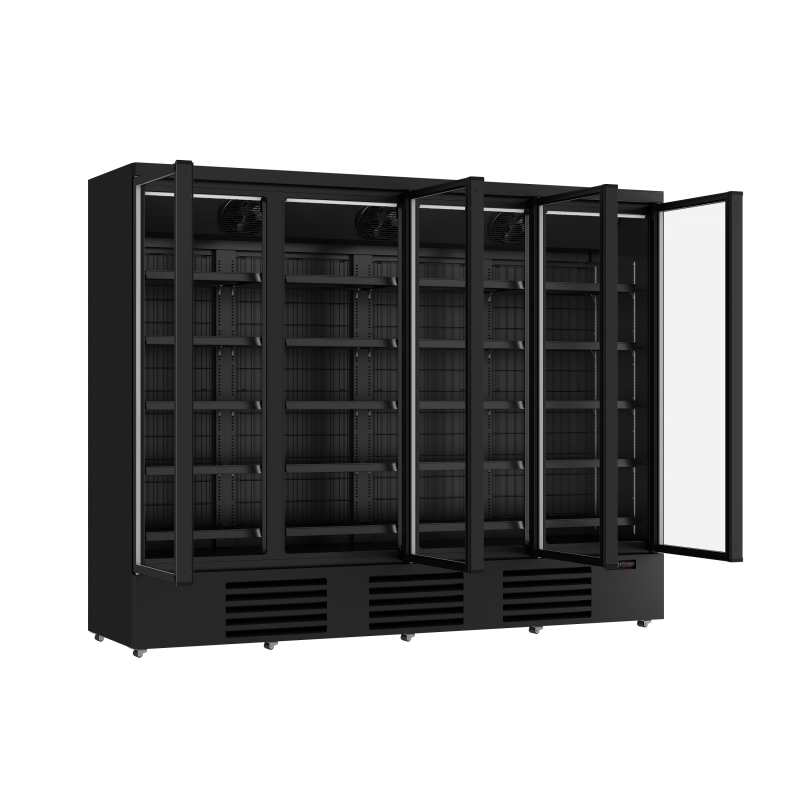 Cong&eacute;lateur 4 portes en verre noir jde-2025f bl *transport sur demande* - Combisteel - 7455.2252