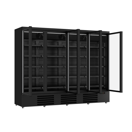 Cong&eacute;lateur 4 portes en verre noir jde-2025f bl *transport sur demande* - Combisteel - 7455.2252