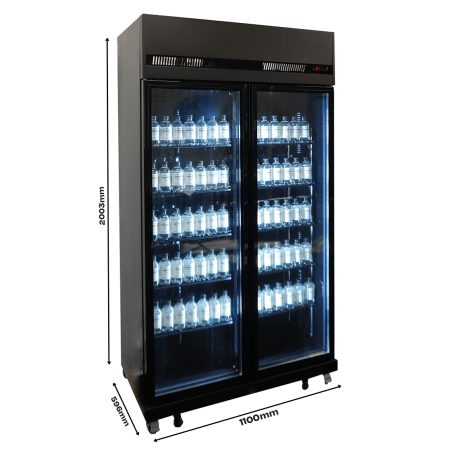 R&eacute;frig&eacute;rateur 2 portes en verre noir irm-770r bl - Combisteel - 7455.3150