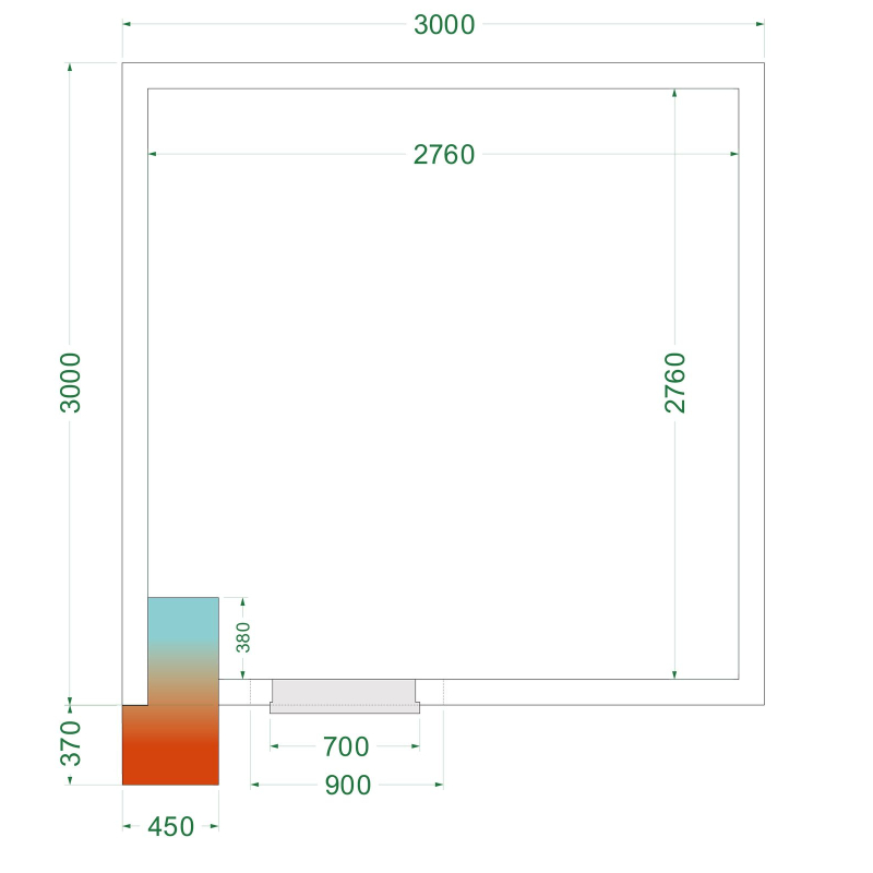 Negatieve koude kamer (Compleet met monobloc) CRNF3030 - TEFCOLD - 44245