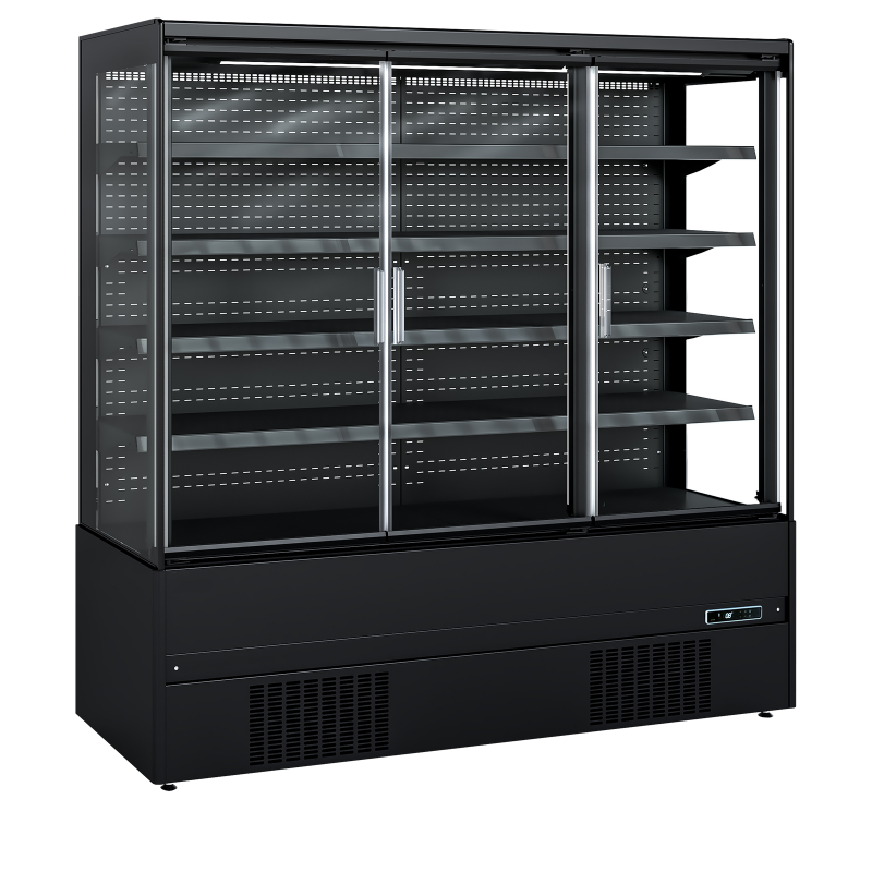 Koelvitrine zelfbediening zwart met glazen deuren MCB200H (ECRON BK) - TEFCOLD - 45593