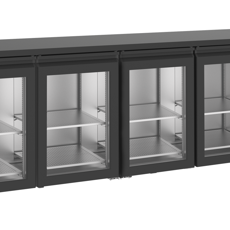 Arri&egrave;re de bar traversant noir - 4 portes FGB249 DDG - TEFCOLD - 48676