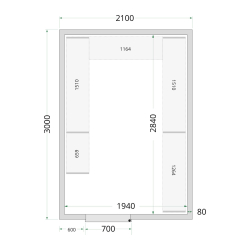 Panneaux de chambre froide 80 mm CR 210x300x220 - TEFCOLD - 43876
