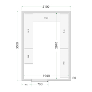 Panneaux de chambre froide 80 mm CR 210x300x220 - TEFCOLD - 43876