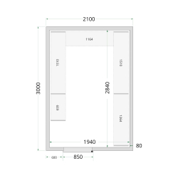 Panneaux de chambre froide 80 mm CR 210x300x220 WD - TEFCOLD - 51052