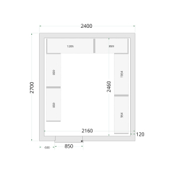 Panneaux de chambre cong&eacute;lation 120 mm - porte de 850 mm CR 240x270x220 WD - TEFCOLD - 51055
