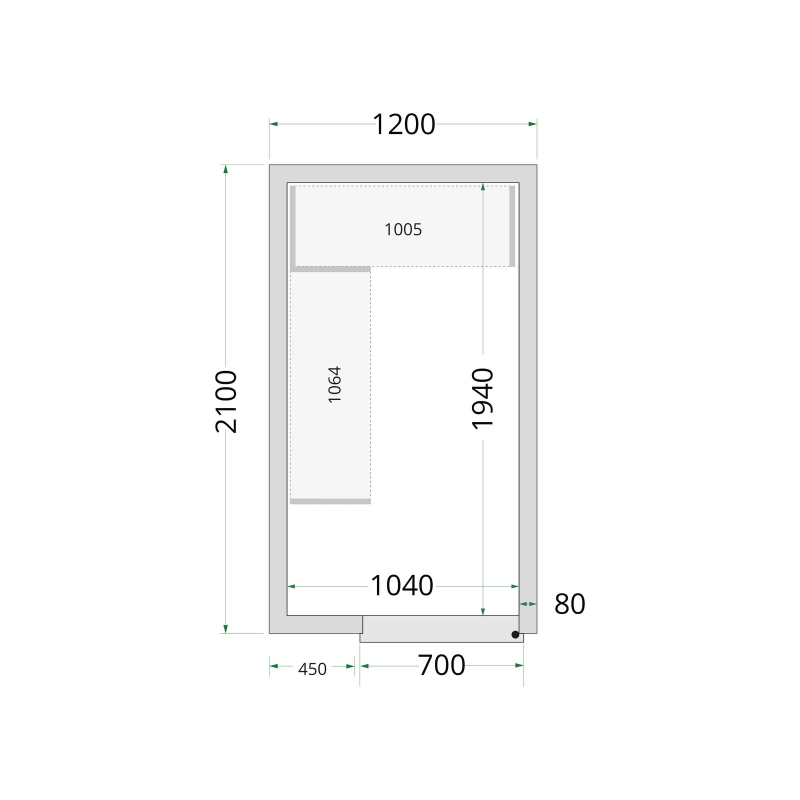 Panneaux de chambre froide 80 mm CR 120x210x220 - TEFCOLD - 44035