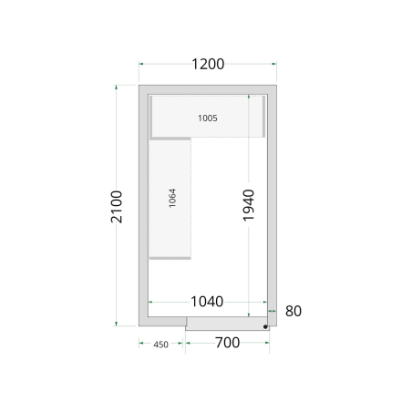 Panneaux de chambre froide 80 mm CR 120x210x220 - TEFCOLD - 44035