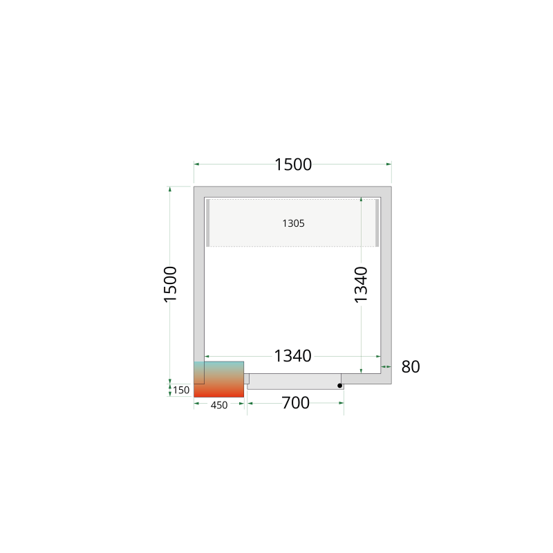 Panneaux de chambre froide 80 mm - sans plancher CR 150x150x212 NF - TEFCOLD - 44060
