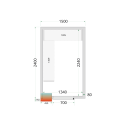 Panneaux de chambre froide 80 mm - sans plancher CR 150x240x212 NF - TEFCOLD - 44067