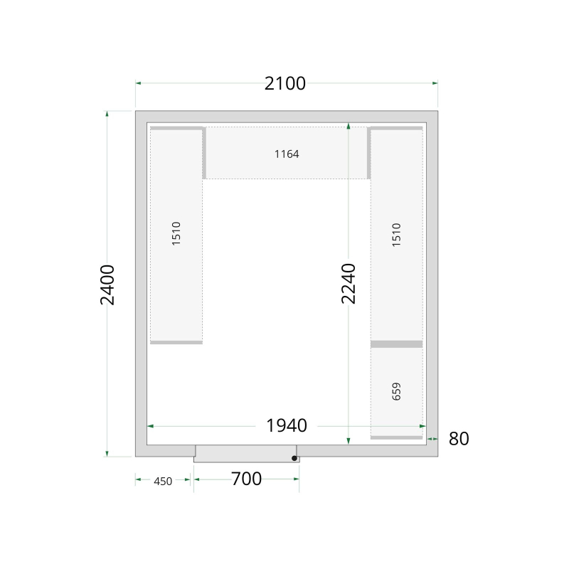 Panneaux de chambre froide 80 mm CR 210x240x220 - TEFCOLD - 44083