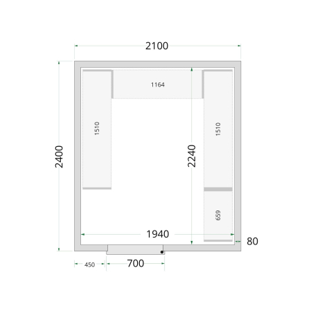 Panneaux de chambre froide 80 mm CR 210x240x220 - TEFCOLD - 44083