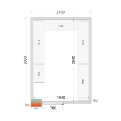 Panneaux de chambre froide 80 mm - sans plancher CR 210x300x212 NF - TEFCOLD - 44086