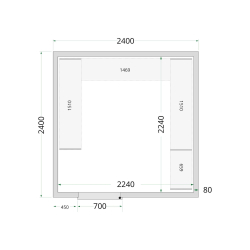 Panneaux de chambre froide 80 mm CR 240x240x220 - TEFCOLD - 44087
