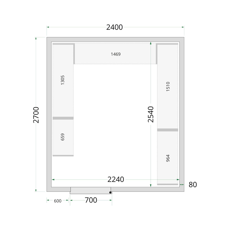 Panneaux de chambre froide 80 mm CR 240x270x220 - TEFCOLD - 44089