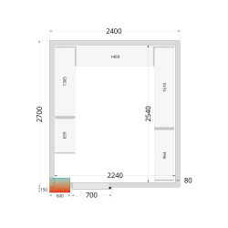 Panneaux de chambre froide 80 mm - sans plancher CR 240x270x212 NF - TEFCOLD - 44090
