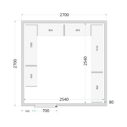 Panneaux de chambre froide 80 mm CR 270x270x220 - TEFCOLD - 44093