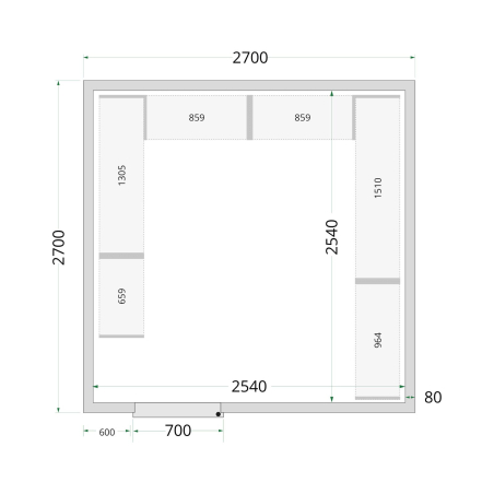 Panneaux de chambre froide 80 mm CR 270x270x220 - TEFCOLD - 44093