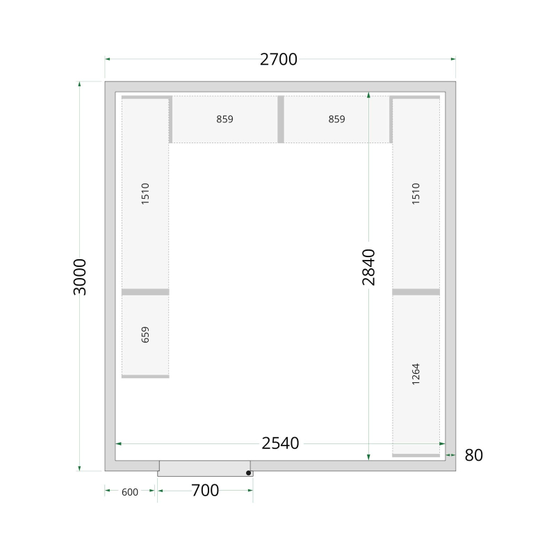 Panneaux de chambre froide 80 mm CR 270x300x220 - TEFCOLD - 44095