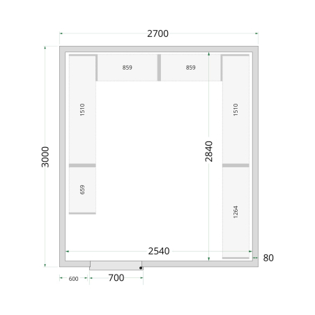 Panneaux de chambre froide 80 mm CR 270x300x220 - TEFCOLD - 44095