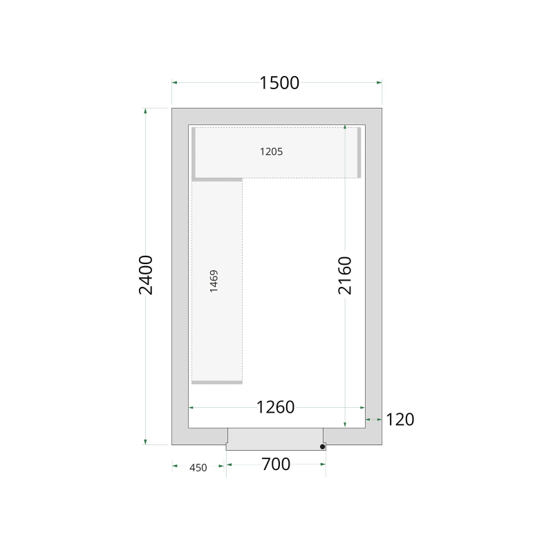 Vriescelpanelen 120 mm CR 150x240x220 - TEFCOLD - 44144