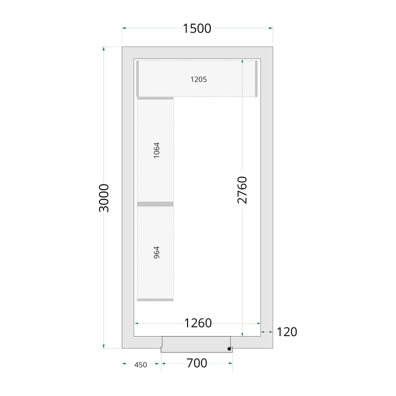 Panneaux de chambre cong&eacute;lation 120 mm CR 150x300x220 - TEFCOLD - 44146