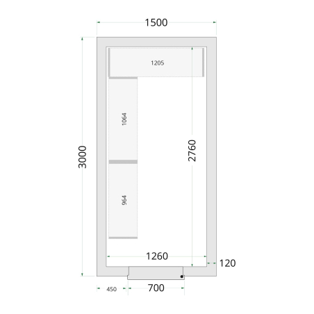 Panneaux de chambre cong&eacute;lation 120 mm CR 150x300x220 - TEFCOLD - 44146