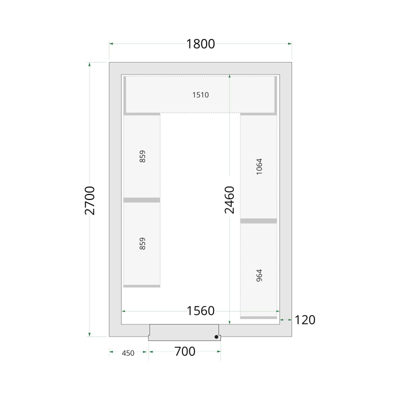 Panelen voor vriescel 120 mm CR 180x270x220 - TEFCOLD - 44150