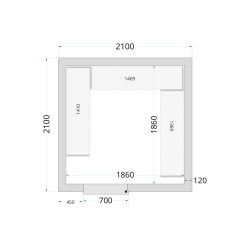 Panneaux de chambre cong&eacute;lation 120 mm CR 210x210x220 - TEFCOLD - 44152