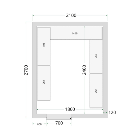 Panneaux de chambre cong&eacute;lation 120 mm CR 210x270x220 - TEFCOLD - 44154
