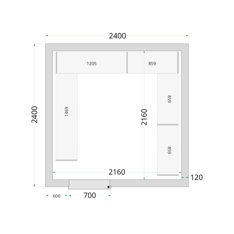 Panneaux de chambre cong&eacute;lation 120 mm CR 240x240x220 - TEFCOLD - 44156