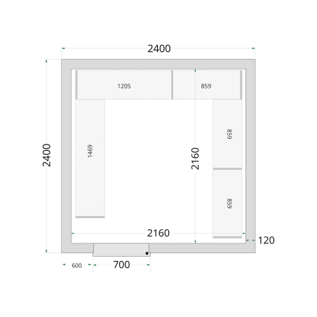 Panneaux de chambre cong&eacute;lation 120 mm CR 240x240x220 - TEFCOLD - 44156