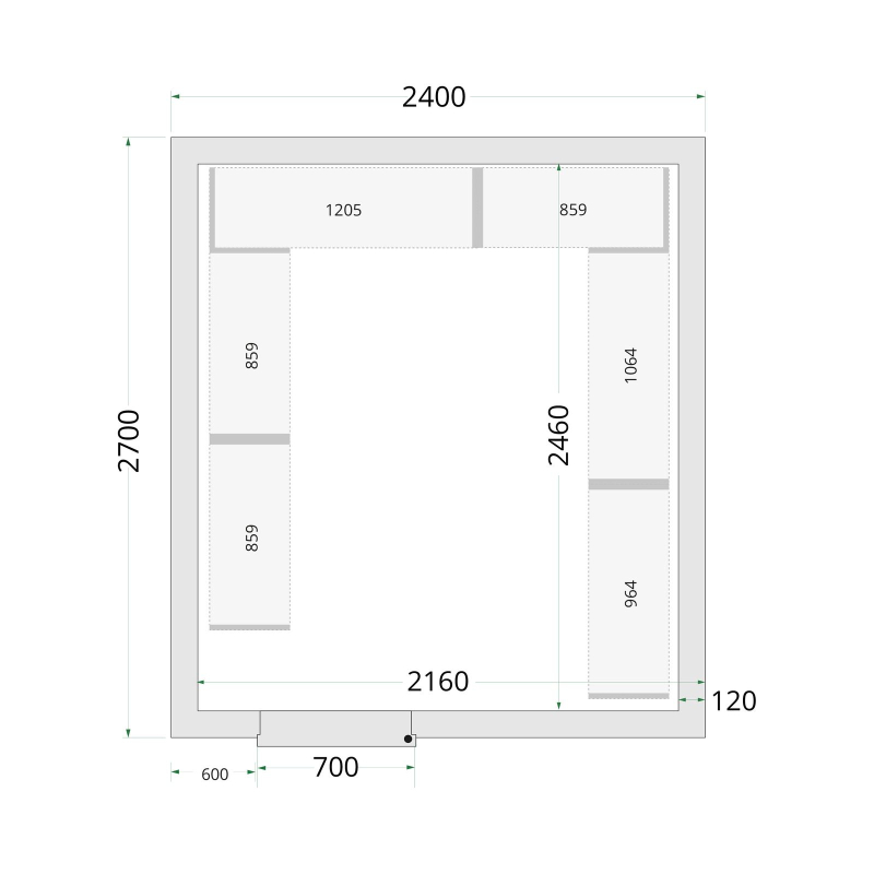 Panelen voor vriescel 120 mm CR 240x270x220 - TEFCOLD - 44157